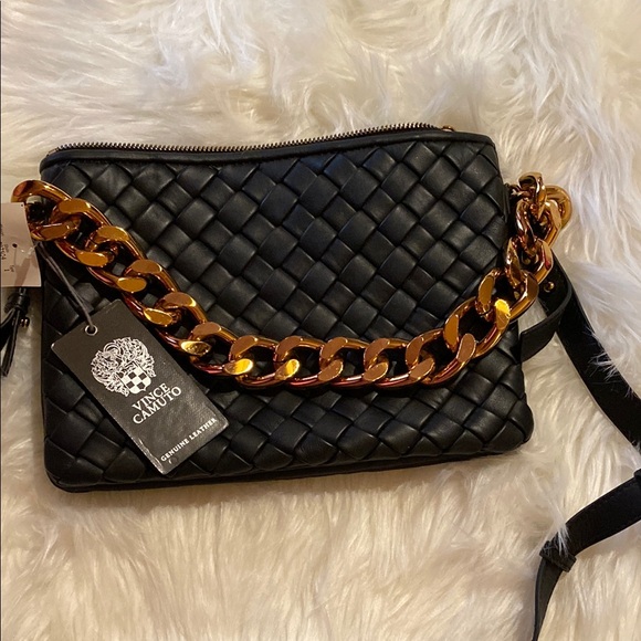 Vince Camuto Handbags - Vince Camuto Leather Black Quilted Bag with Rose Gold Chain. with dust bag.